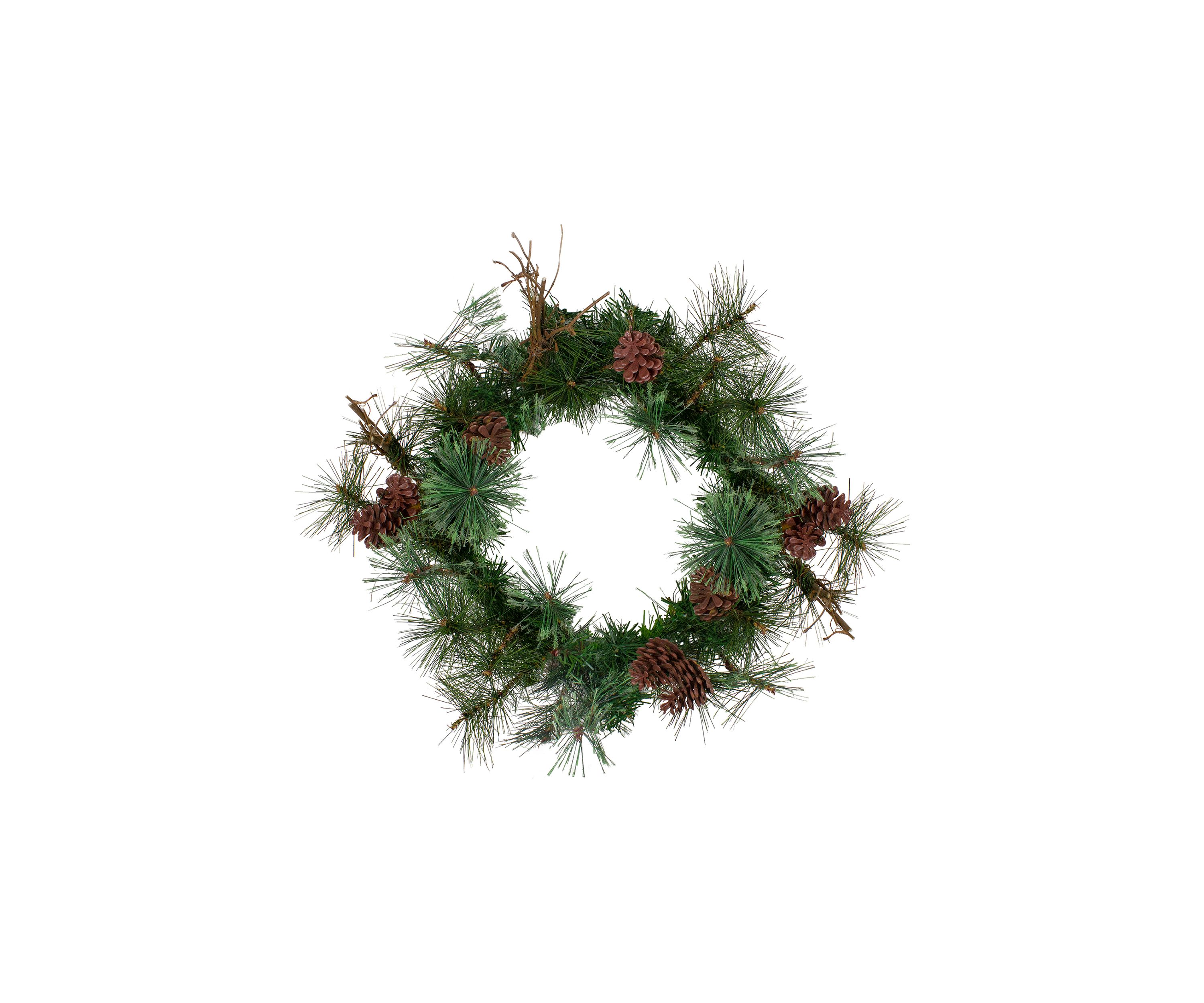24Inch Country Mixed Pine Artificial Christmas Wreath - Unlit