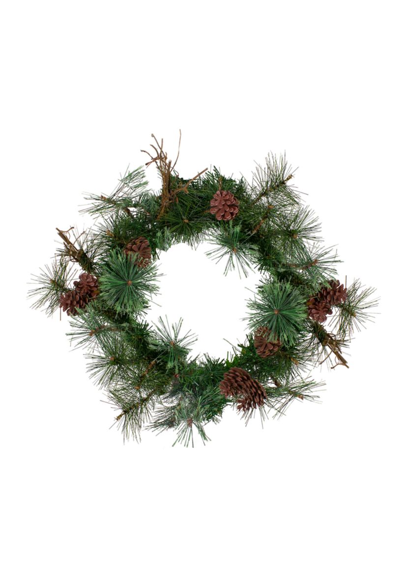 24Inch Country Mixed Pine Artificial Christmas Wreath - Unlit