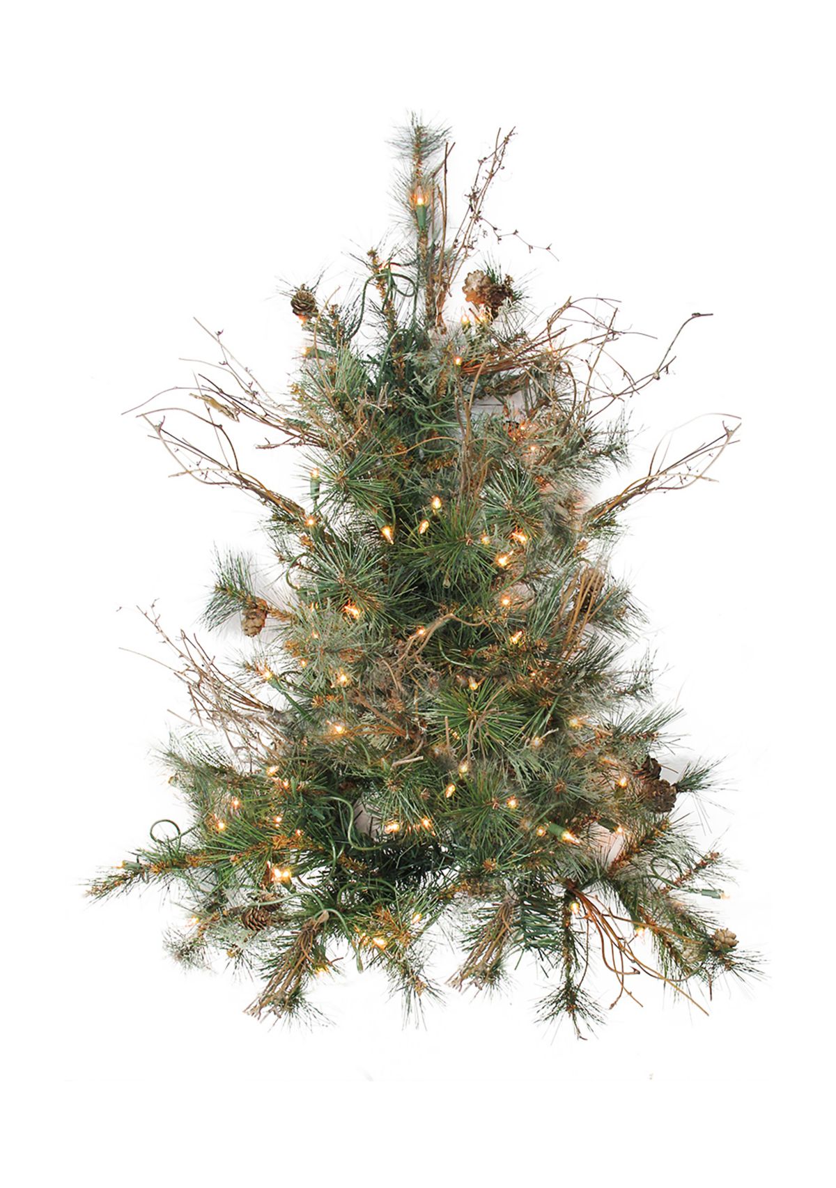 2 Pre-Lit Country Mixed Pine Artificial Christmas Wall Tree - Clear Lights