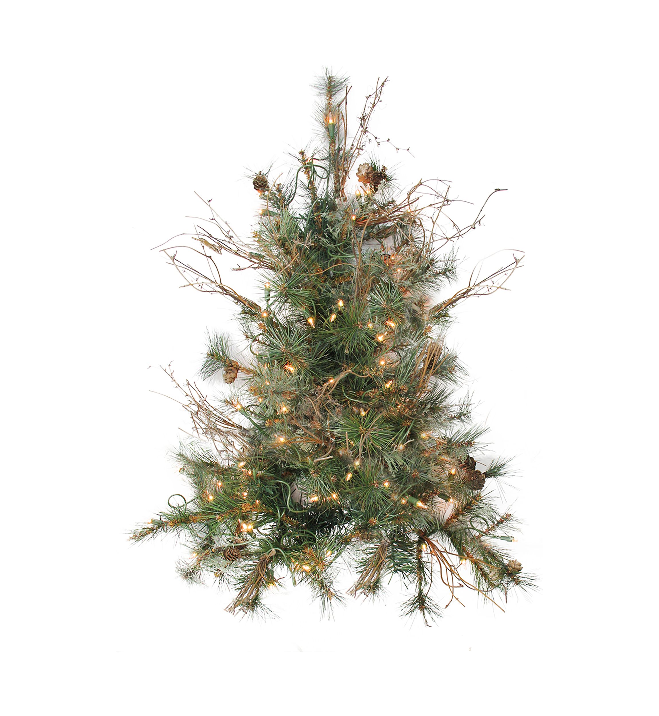 2 Pre-Lit Country Mixed Pine Artificial Christmas Wall Tree - Clear Lights
