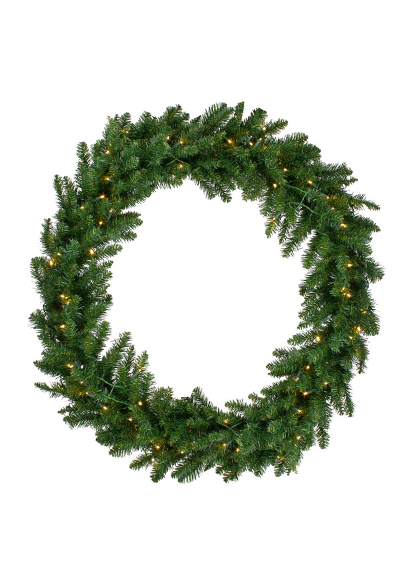 Pre-Lit Buffalo Fir Commercial Artificial Christmas Wreath - 5 Ft  Warm White LED Lights