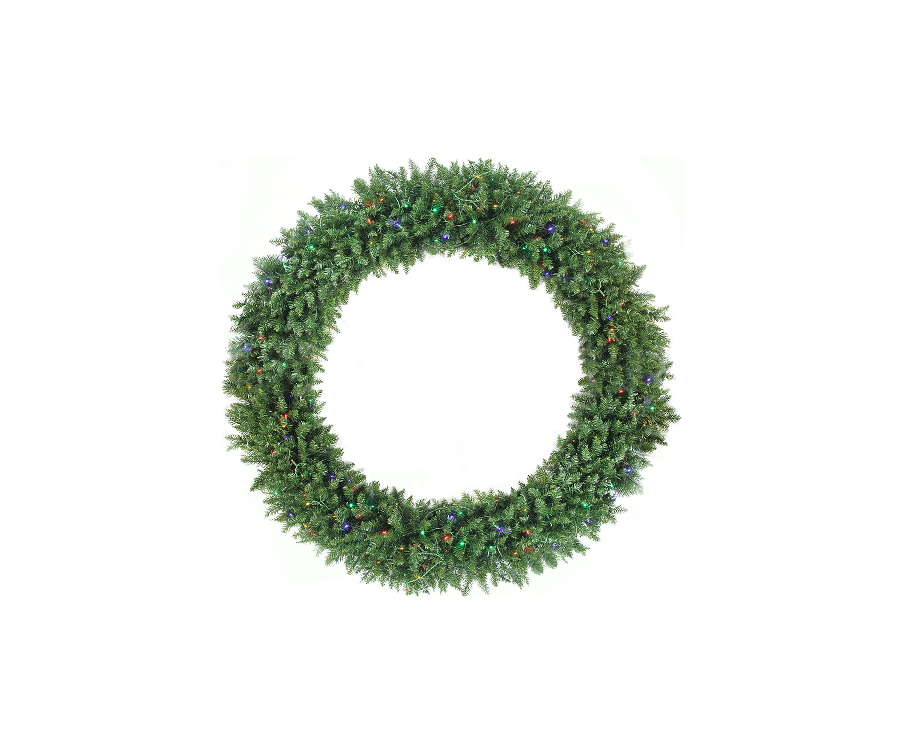 Pre-Lit Buffalo Fir Commercial Artificial Christmas Wreath - 5 Multi LED Lights