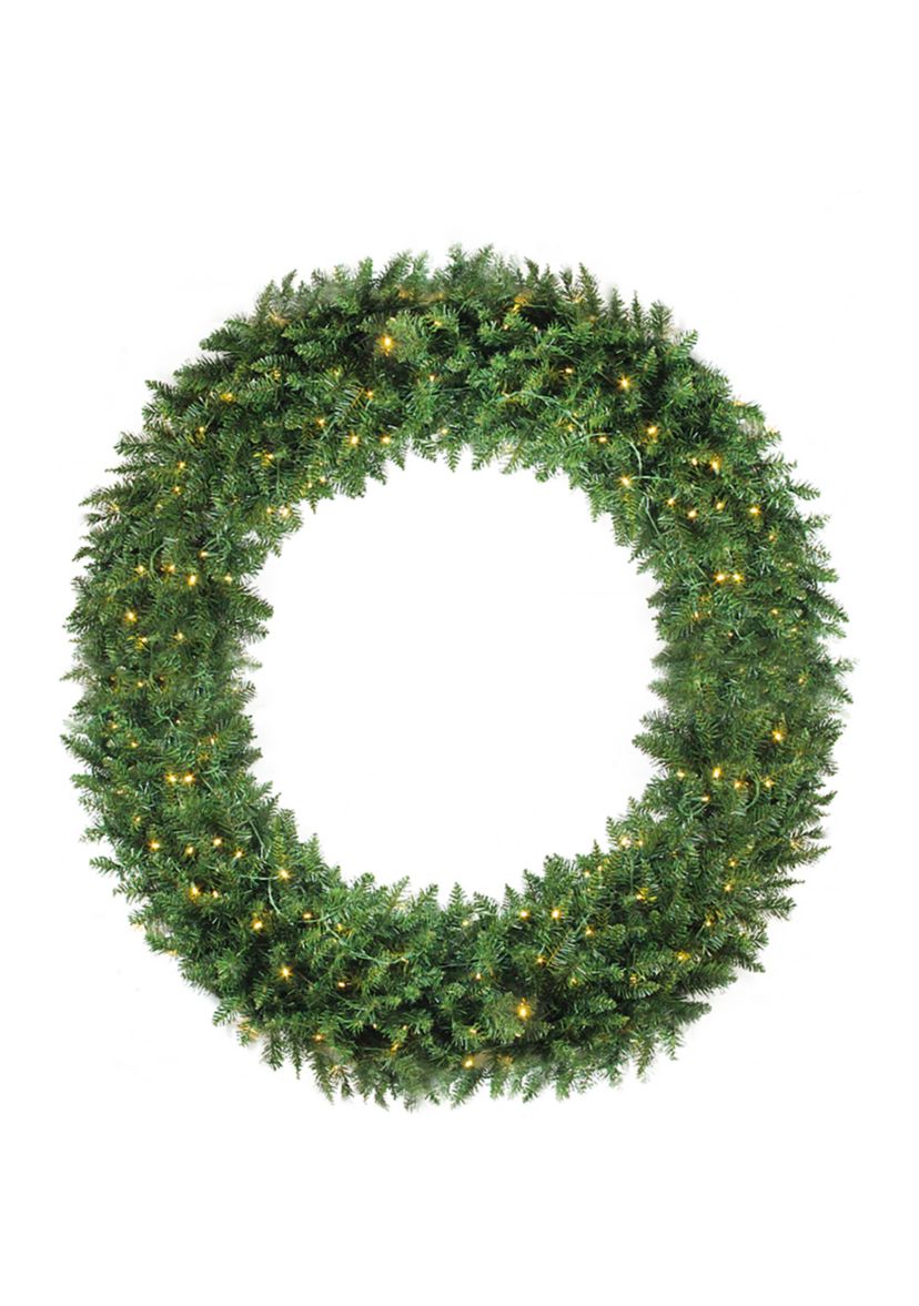 Pre-Lit Buffalo Fir Commercial Artificial Christmas Wreath - 72-Inch  White Lights