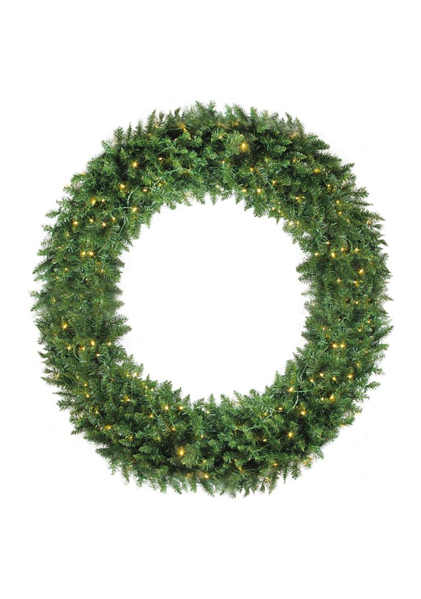 Pre-Lit Buffalo Fir Commercial Artificial Christmas Wreath - 72-Inch  White Lights