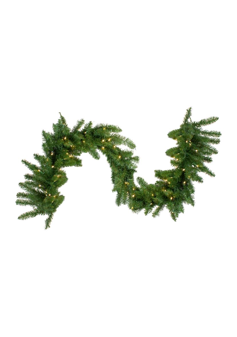 25 x 18 Pre-Lit Buffalo Fir Commercial Artificial Christmas Garland -  Warm White LED Lights