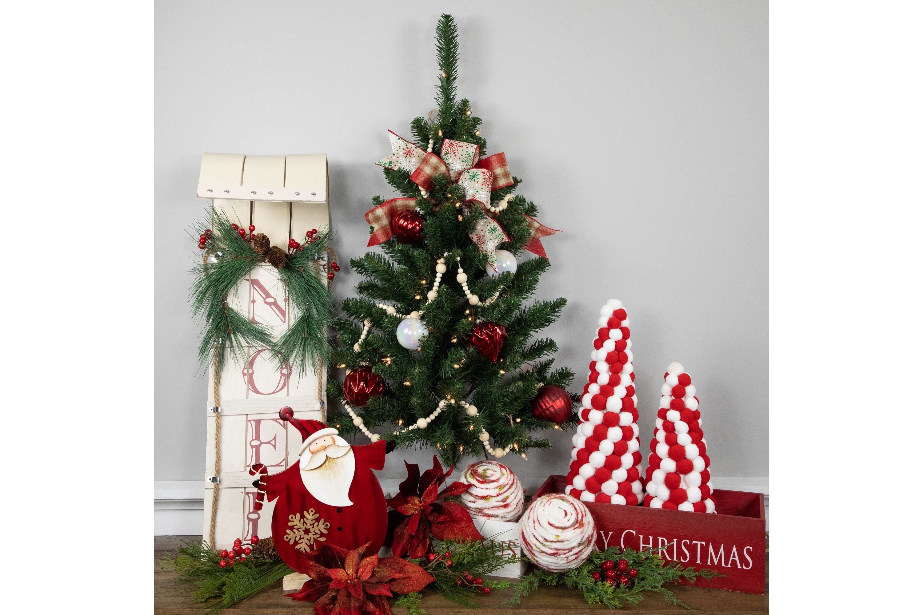3ft Pre-Lit Buffalo Fir Artificial Christmas Wall or Door Tree Clear AlwaysLit Lights