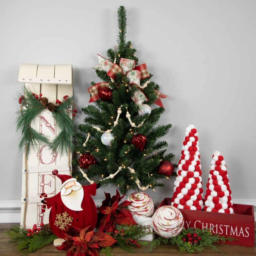 3ft Pre-Lit Buffalo Fir Artificial Christmas Wall or Door Tree Clear AlwaysLit Lights