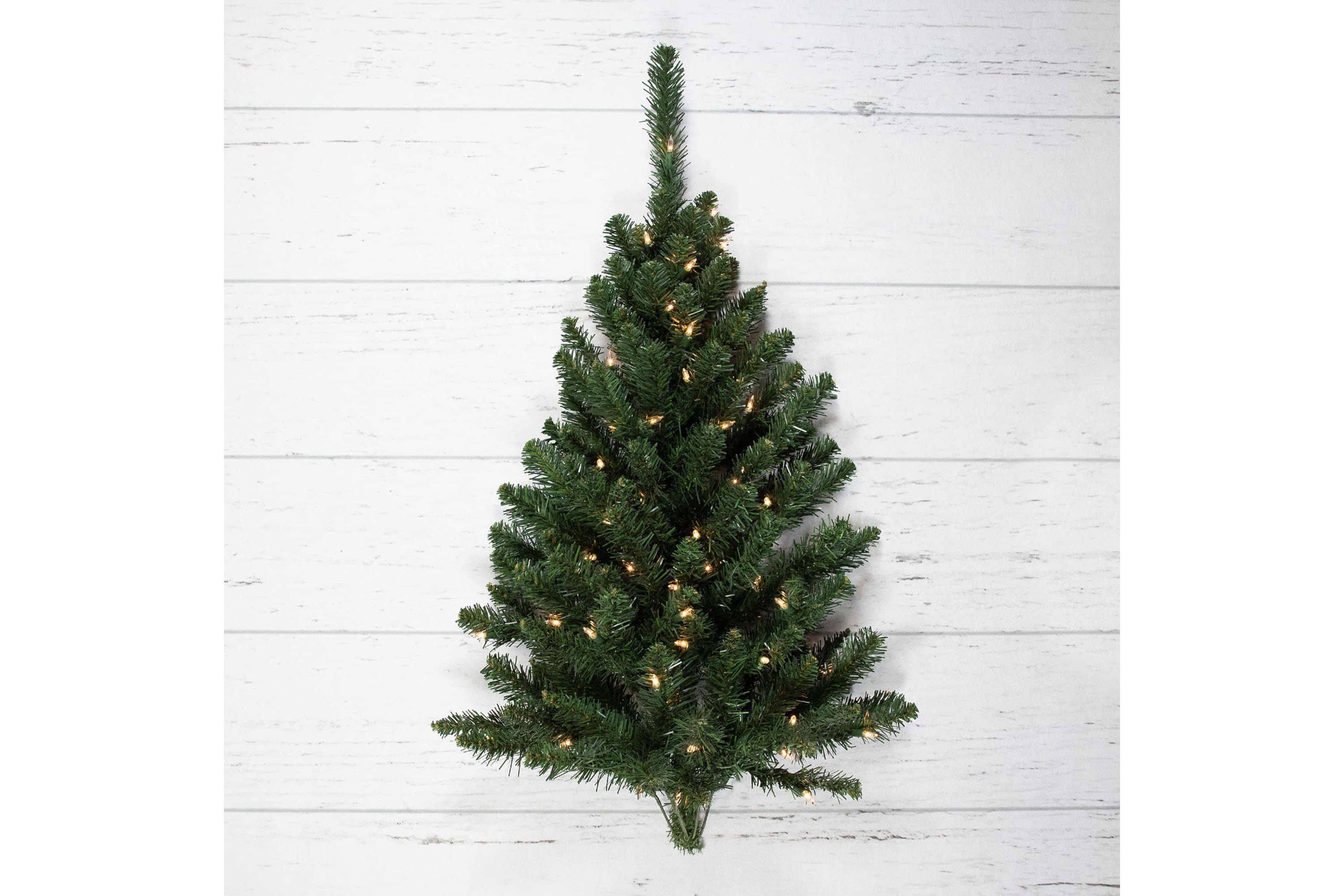 3ft Pre-Lit Buffalo Fir Artificial Christmas Wall or Door Tree Clear AlwaysLit Lights