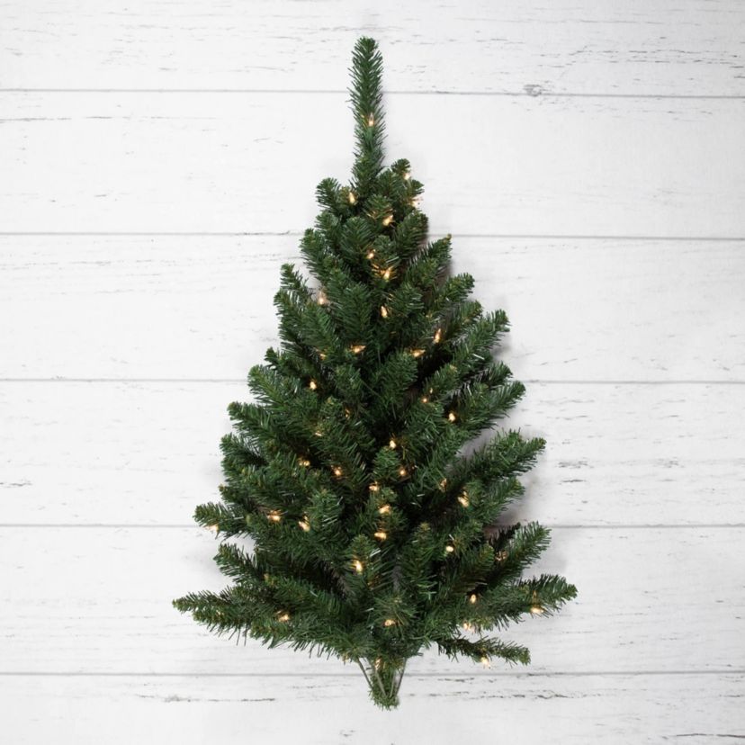3ft Pre-Lit Buffalo Fir Artificial Christmas Wall or Door Tree Clear AlwaysLit Lights