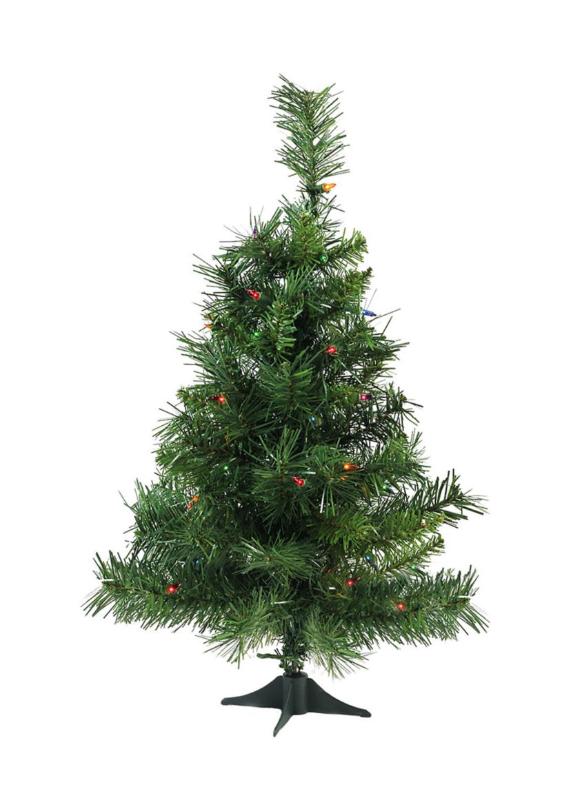 2 Pre-Lit Medium Royal Pine Artificial Christmas Tree - Multicolor Lights