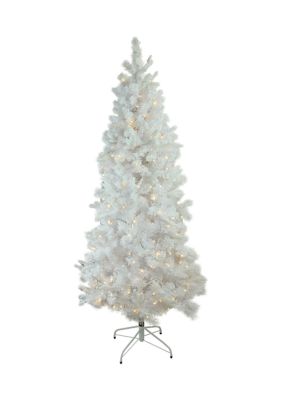 Northlight 7.5' Pre-Lit Slim Flocked Pine Artificial Christmas Tree - Warm White LED Lights -  760182132266704