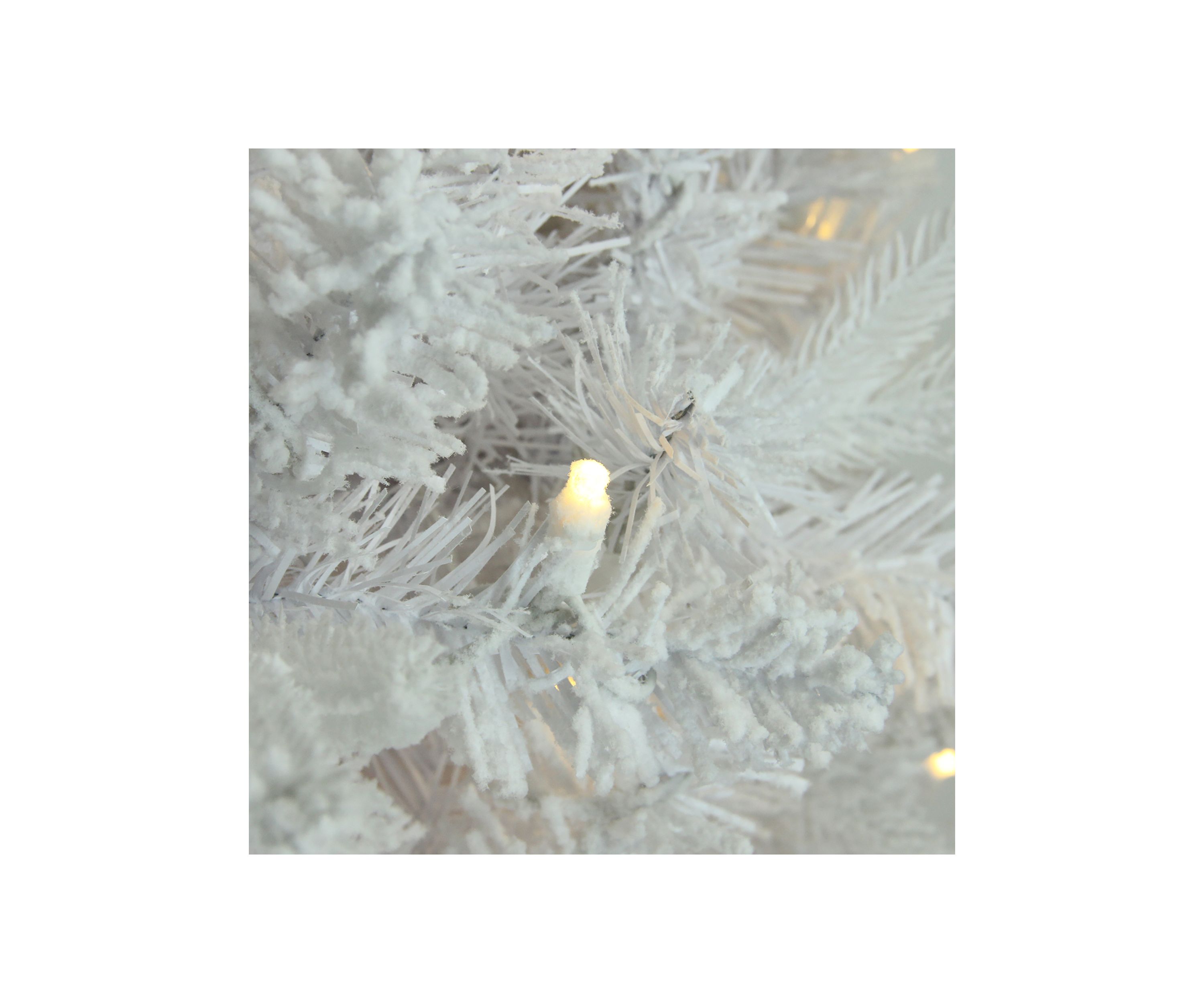 9 Pre-Lit Slim Flocked White Pine Artificial Christmas Tree - Warm White LED Lights