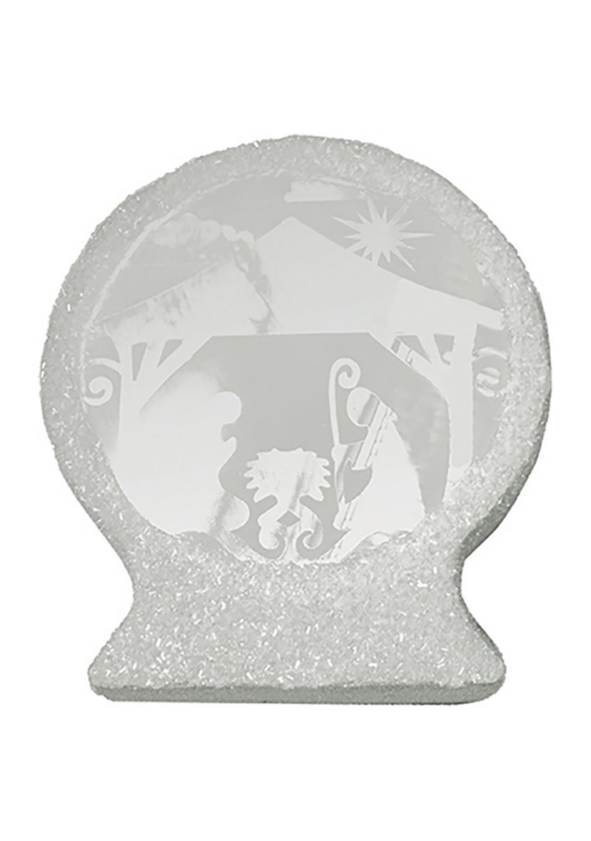 9.25 Inch Silver Battery Operated Nativity Scene Christmas Tabletop Décor
