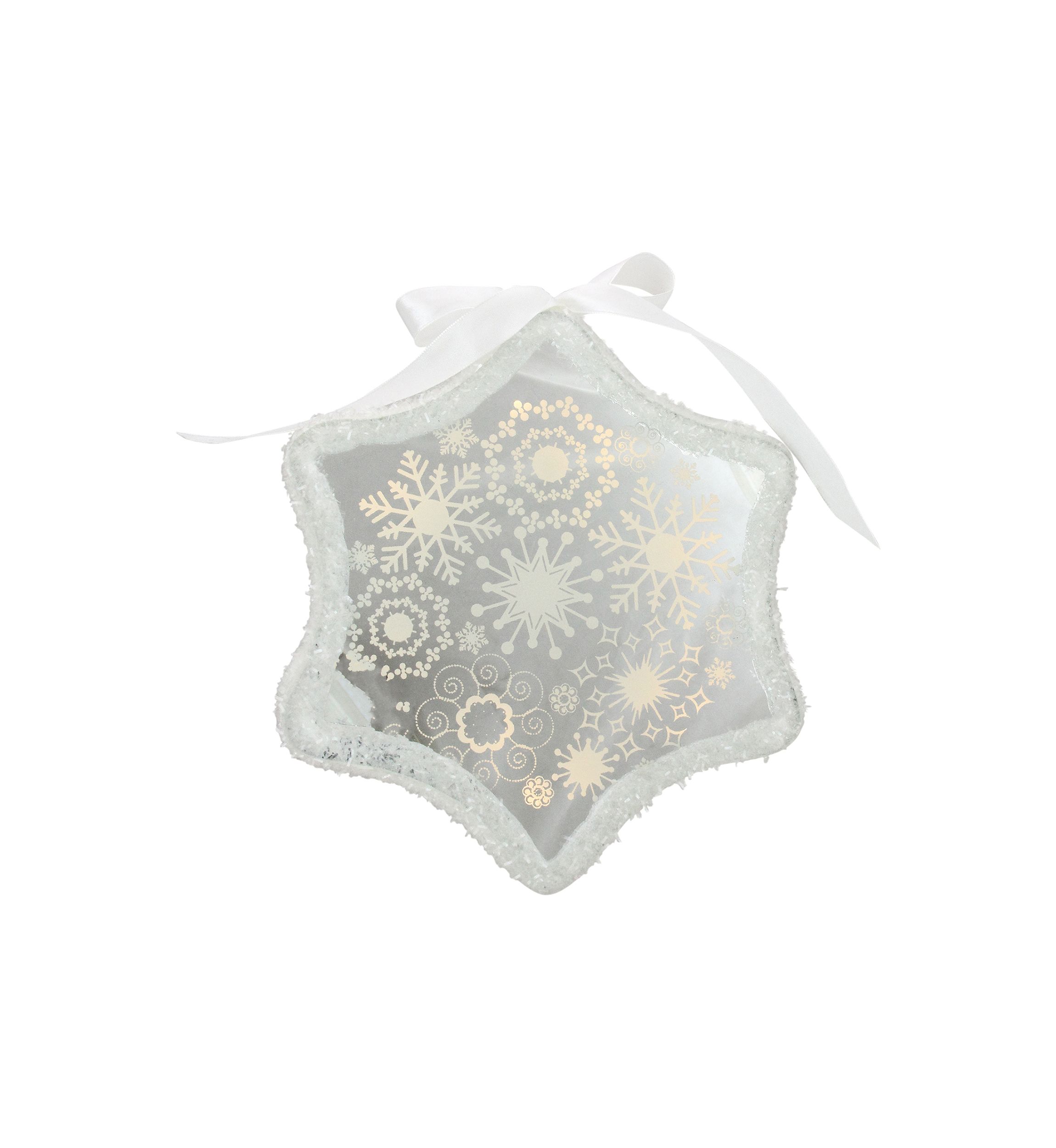 9" White Pre-Lit LED Sparkle Snowflake Scene Christmas Ornament