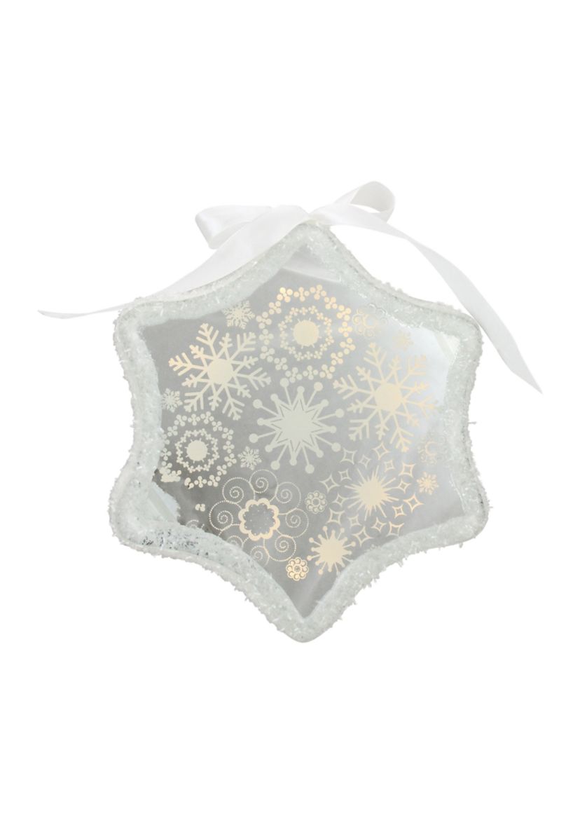9" White Pre-Lit LED Sparkle Snowflake Scene Christmas Ornament