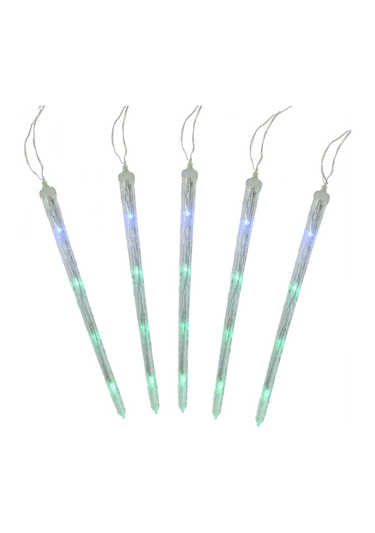 5 Multi Color Dripping Transparent Icicle Christmas Light Tubes - 13 ft Clear Wire