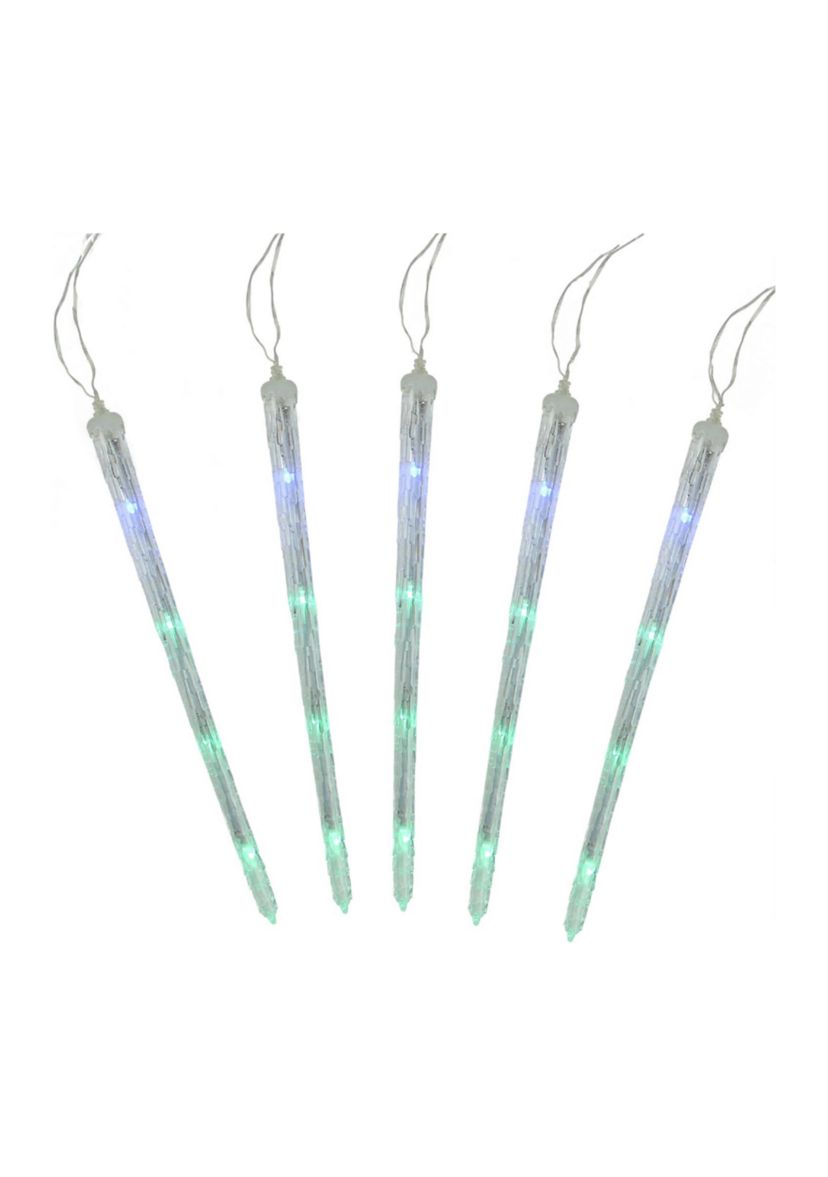 5 Multi Color Dripping Transparent Icicle Christmas Light Tubes - 13 ft Clear Wire