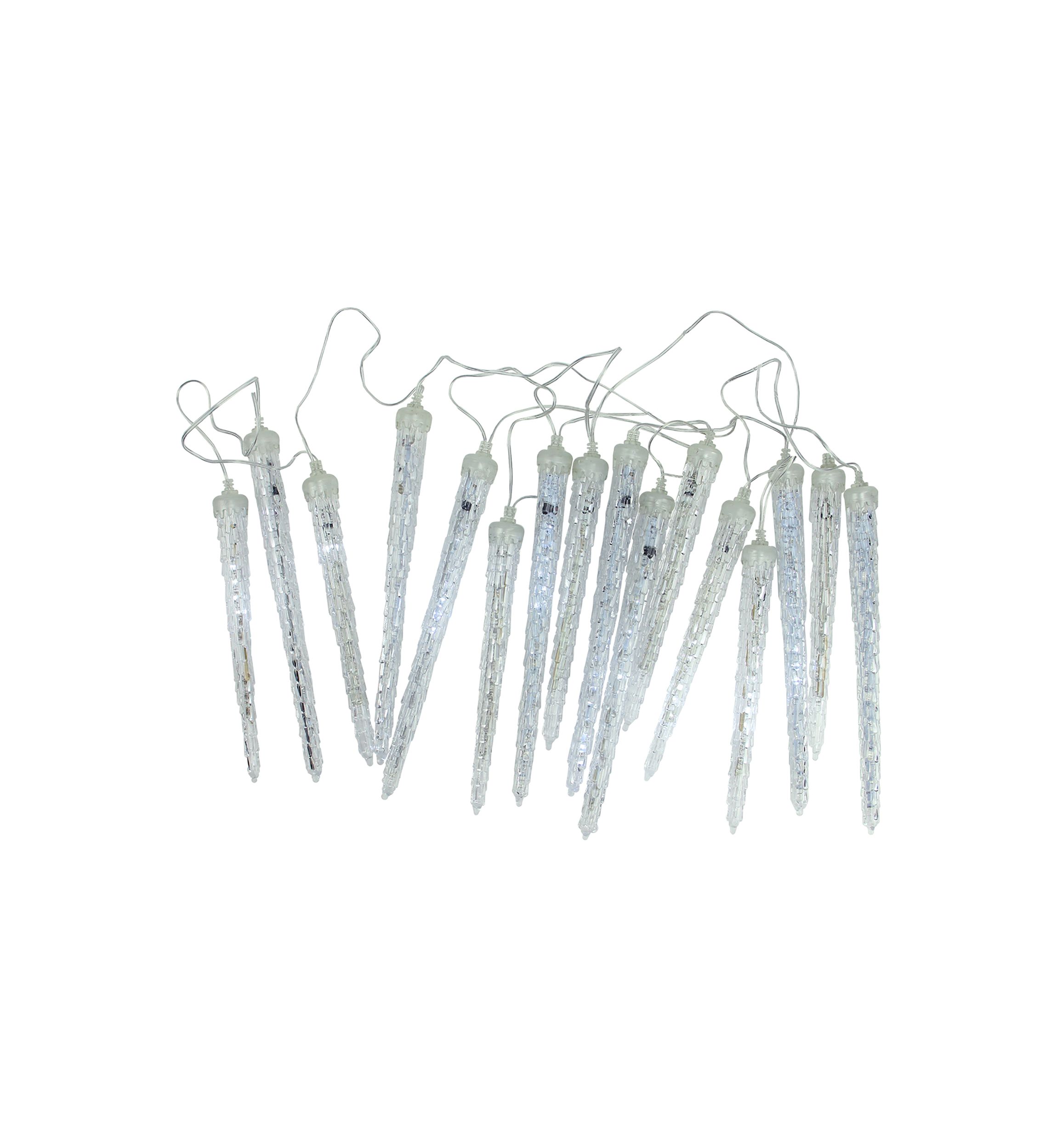 16ct Transparent Dripping Icicles Snowfall Christmas Light Tubes - 14.25 ft Clear Wire