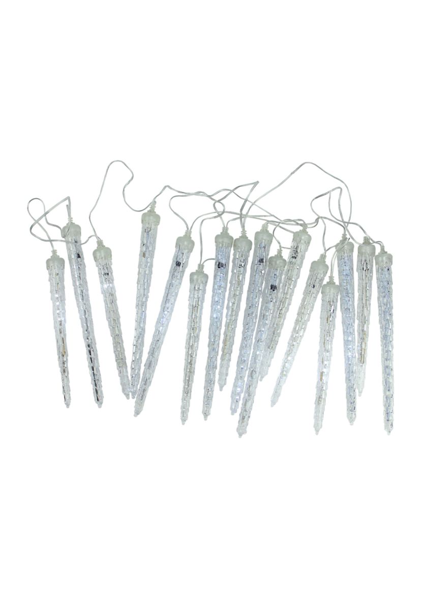 16ct Transparent Dripping Icicles Snowfall Christmas Light Tubes - 14.25 ft Clear Wire