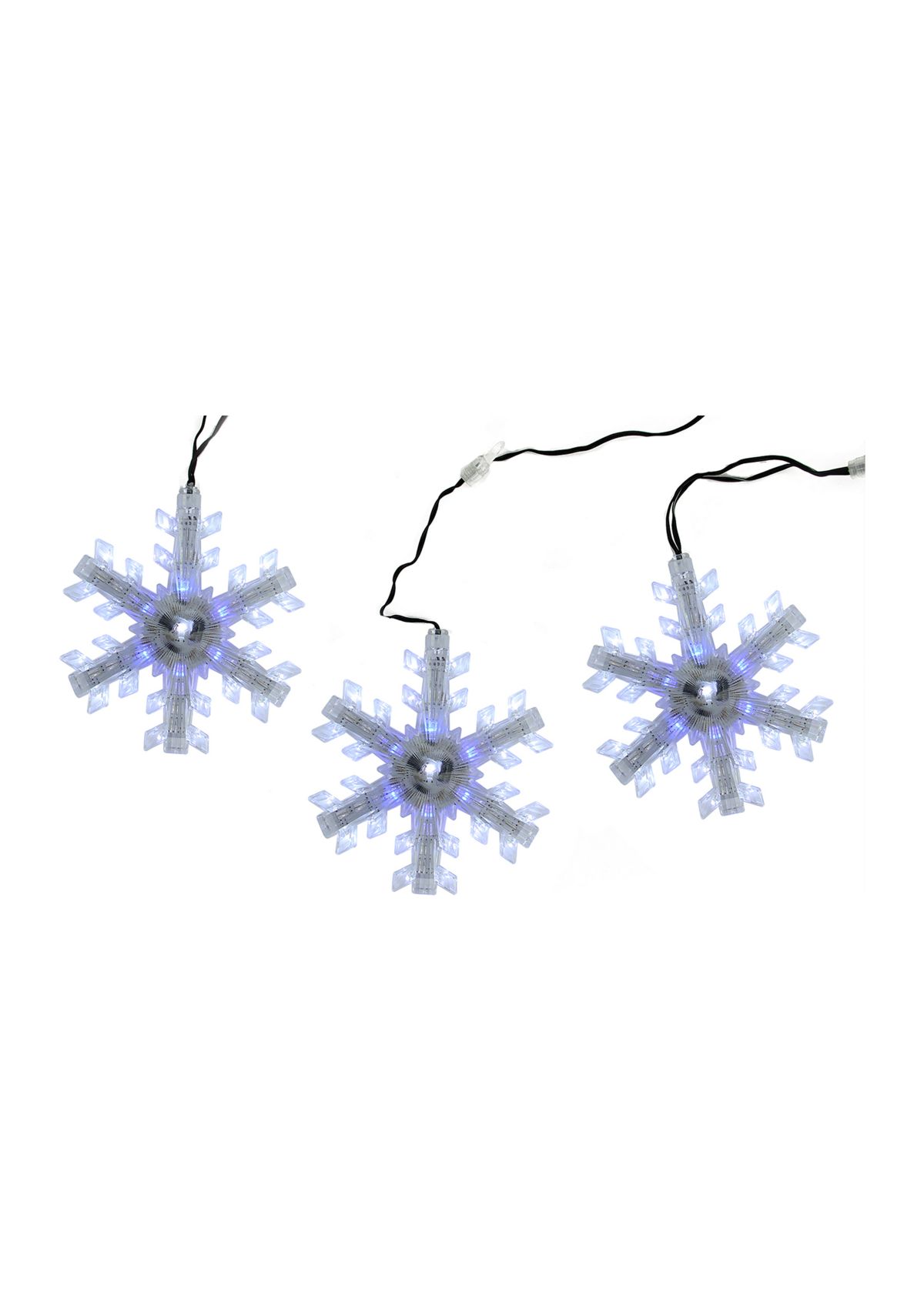Set of 3 Cascading White and Blue Snowfall LED Snowflake Christmas Lights 25Inch