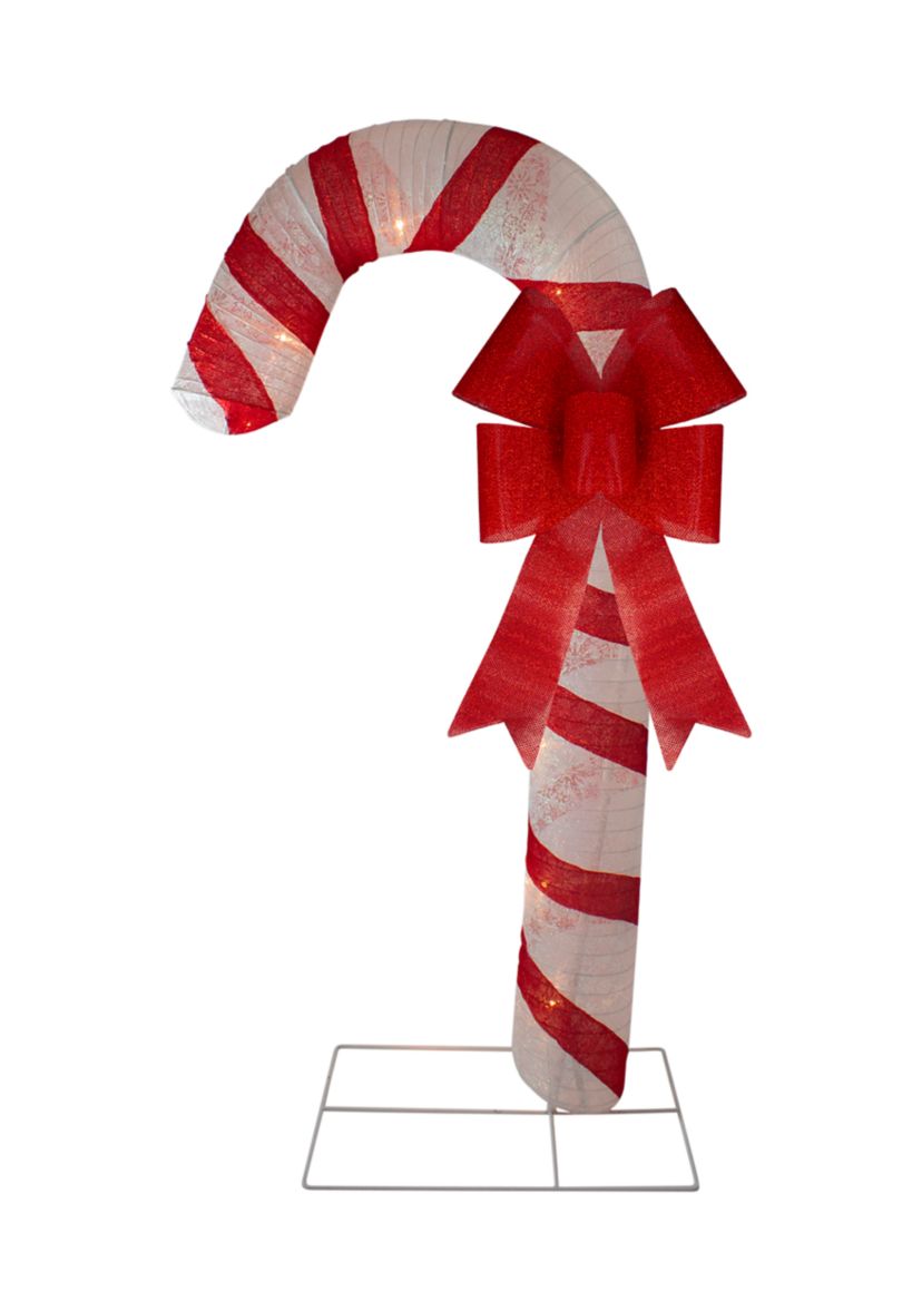 72Inch Pre-Lit Red and White Glitter Candy Cane Christmas Outdoor Decoration