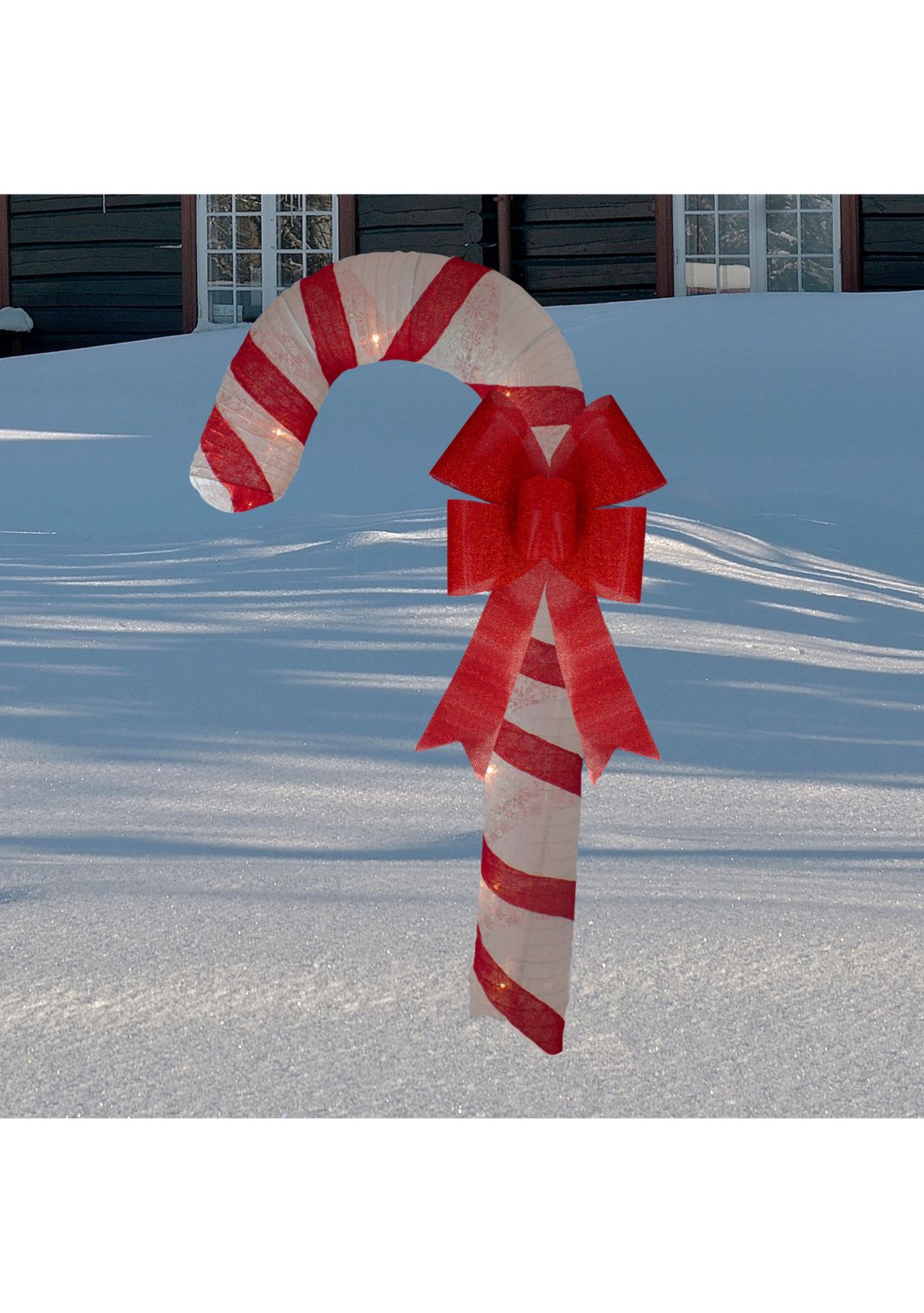 72Inch Pre-Lit Red and White Glitter Candy Cane Christmas Outdoor Decoration