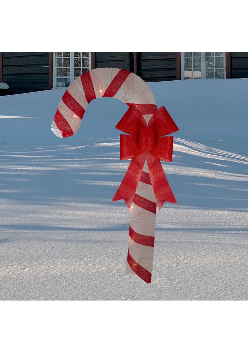 72Inch Pre-Lit Red and White Glitter Candy Cane Christmas Outdoor Decoration