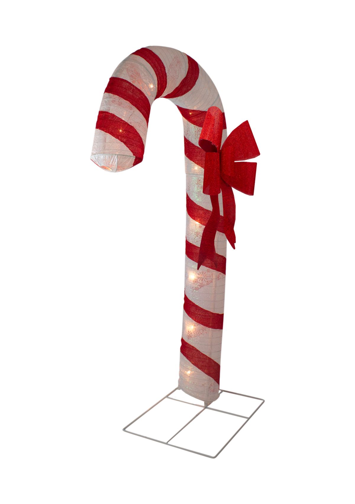 72Inch Pre-Lit Red and White Glitter Candy Cane Christmas Outdoor Decoration