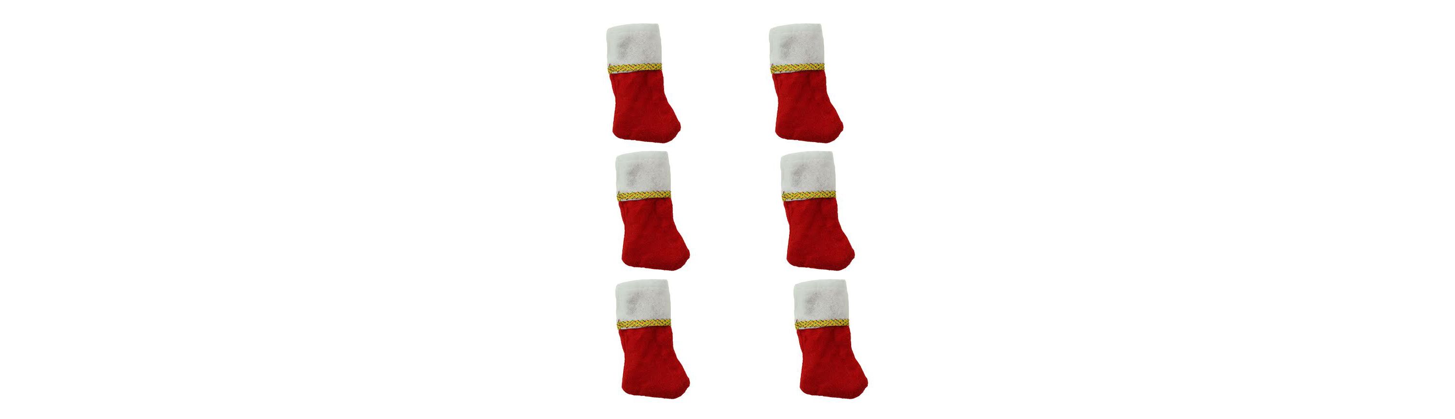 Pack of 6 Traditional Mini Christmas Stockings with Gold Glitter Pen