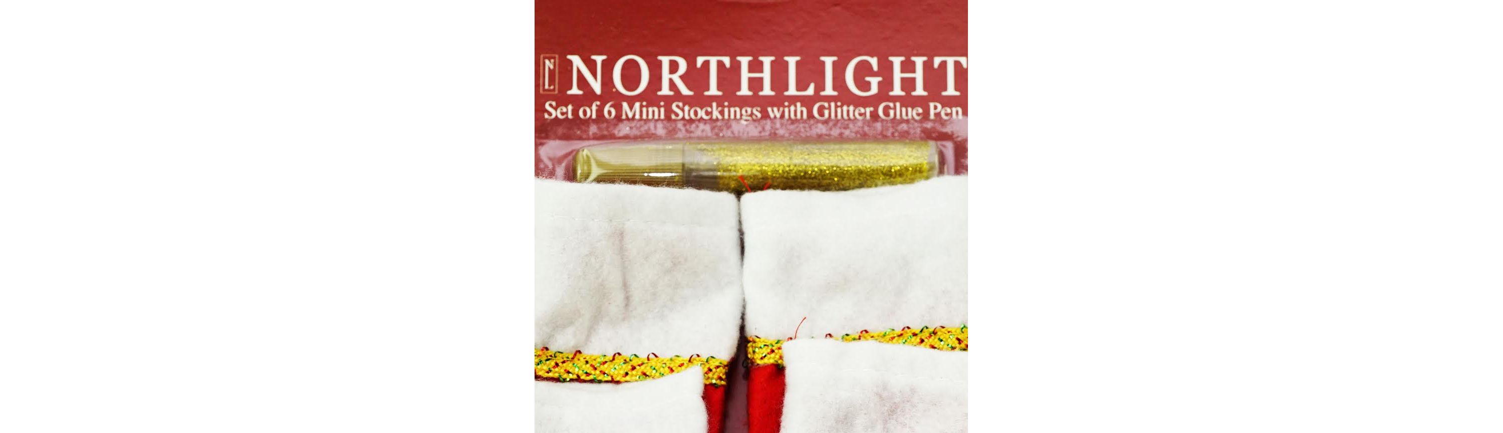 Pack of 6 Traditional Mini Christmas Stockings with Gold Glitter Pen