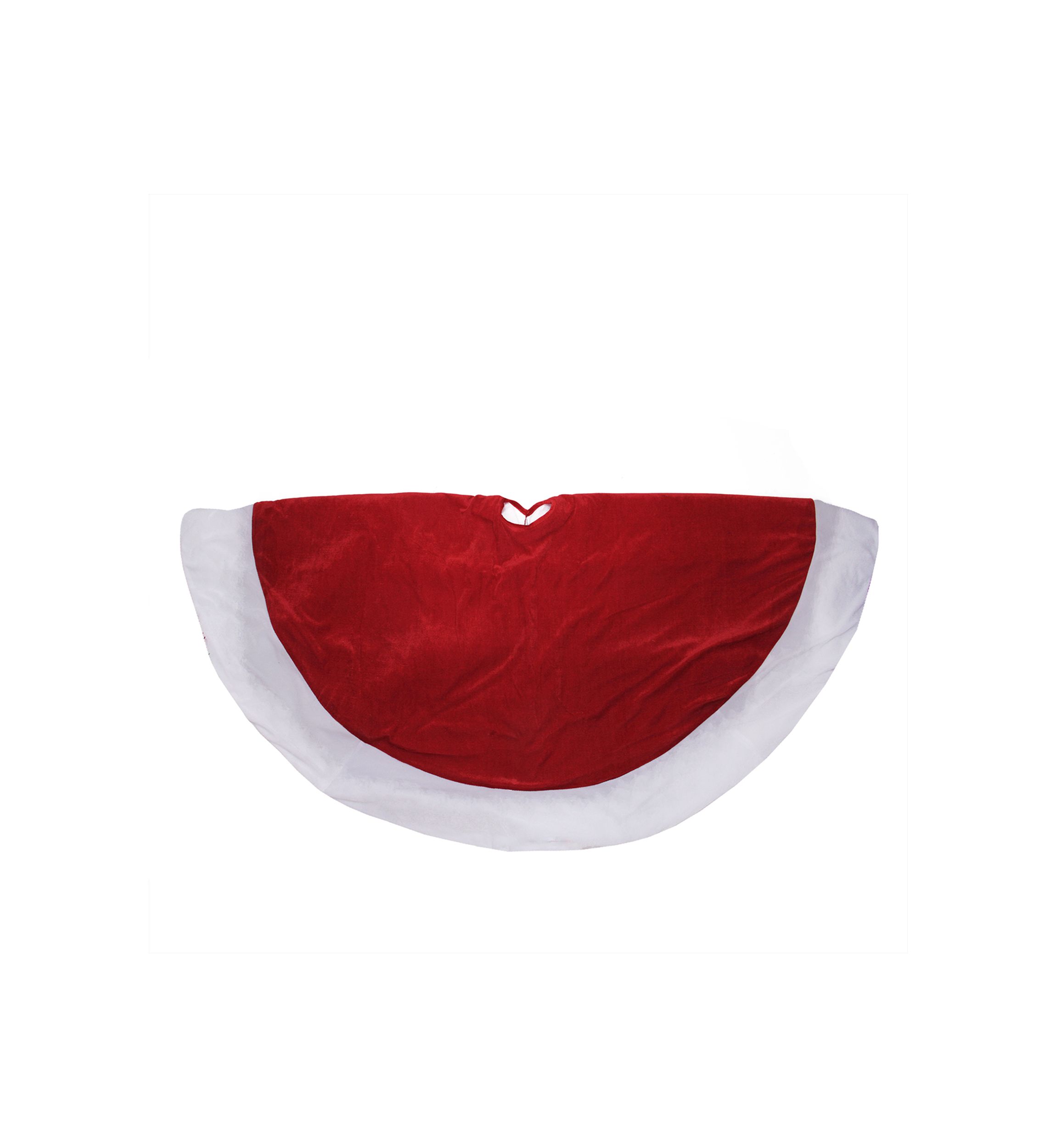 60Inch Red and White Solid Round Christmas Tree Skirt
