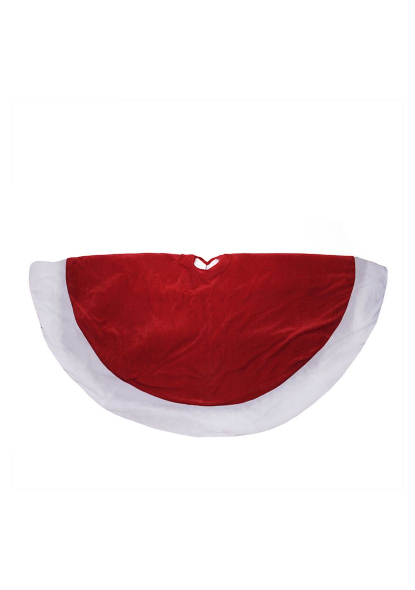 60Inch Red and White Solid Round Christmas Tree Skirt