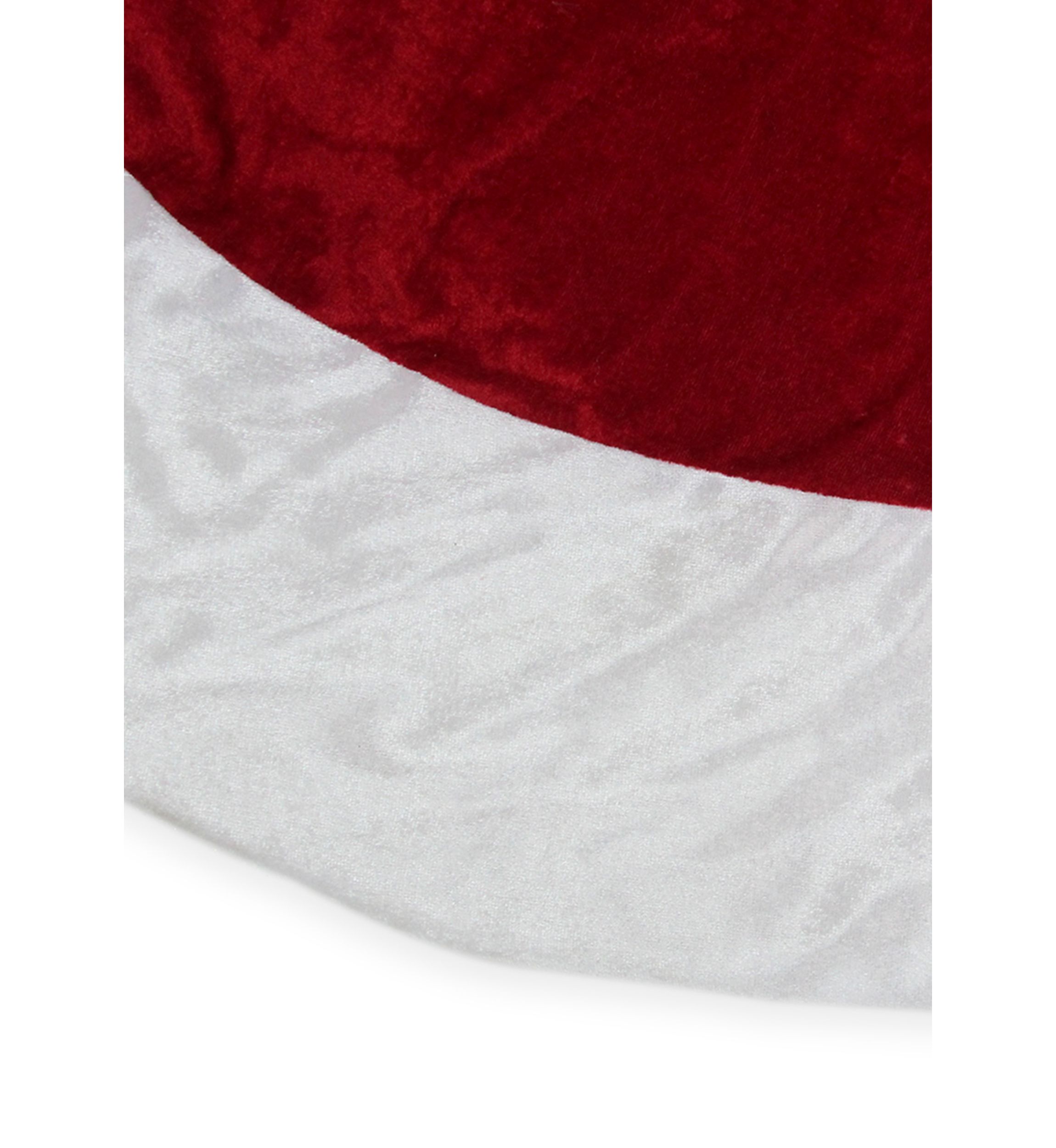 60Inch Red and White Solid Round Christmas Tree Skirt