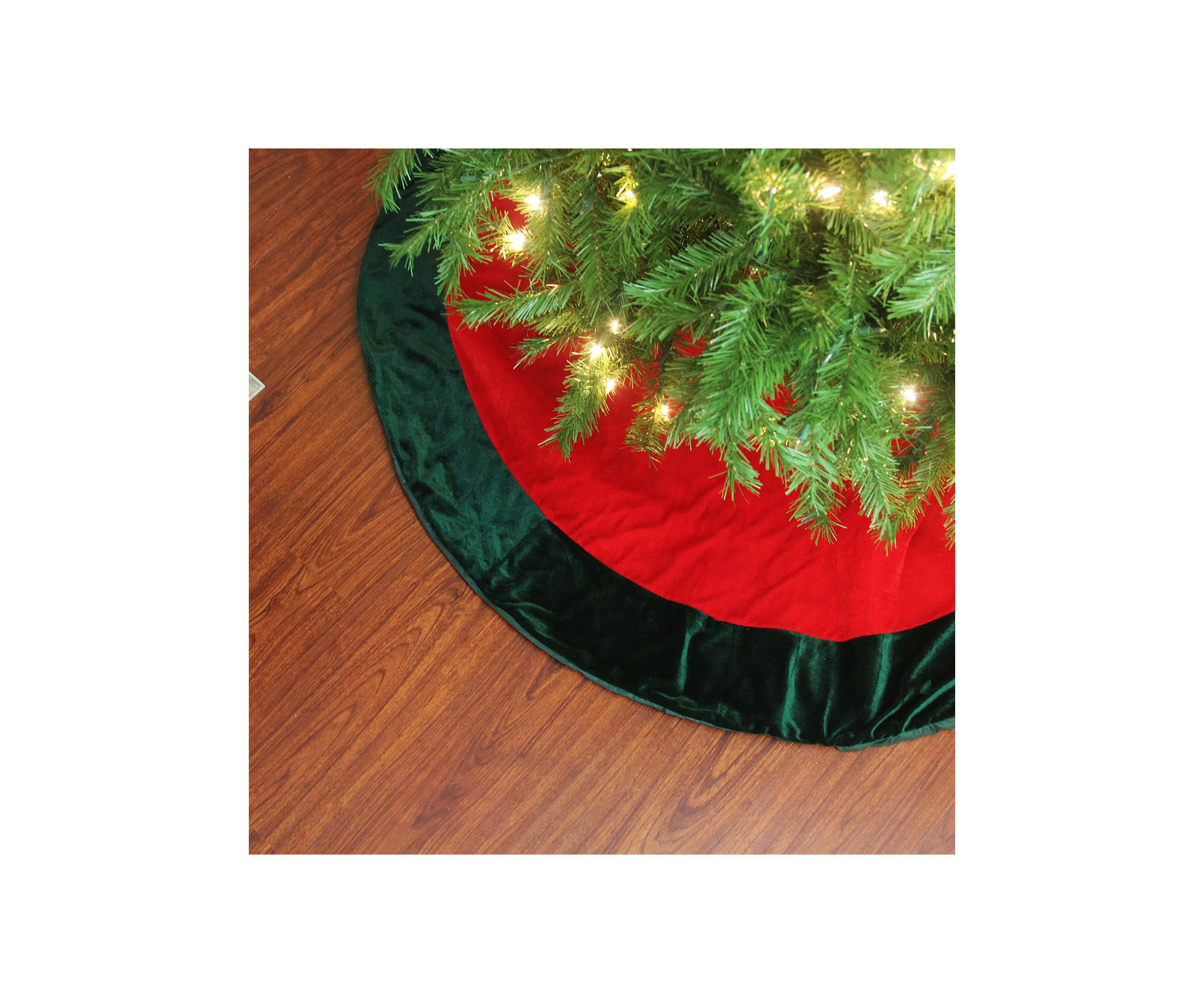 60Inch Red and Green Traditional Christmas Tree Skirt