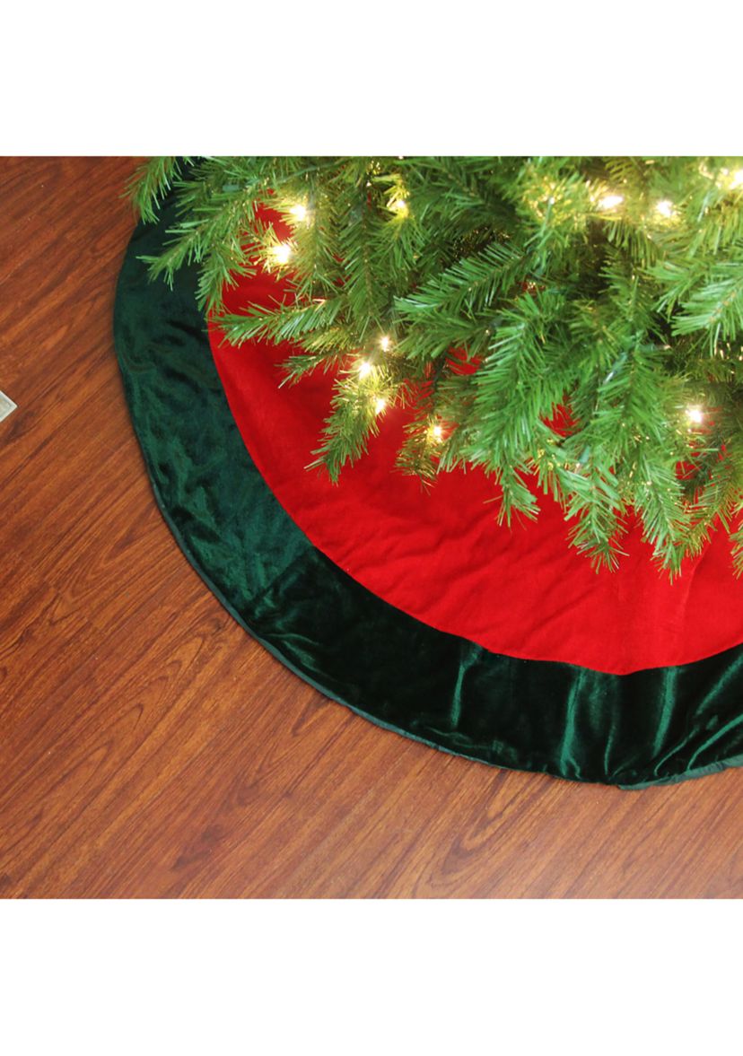 60Inch Red and Green Traditional Christmas Tree Skirt