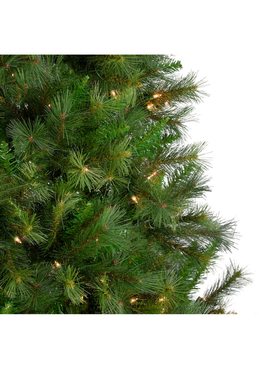 7.5 Pre-Lit Slim Canyon Pine Half Wall Artificial Christmas Tree - Clear Lights