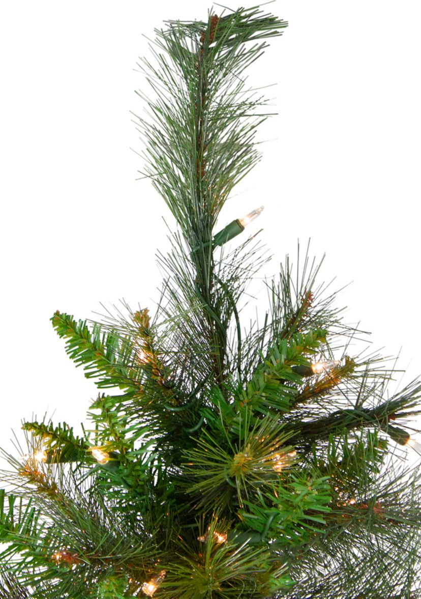 7.5 Pre-Lit Slim Canyon Pine Half Wall Artificial Christmas Tree - Clear Lights