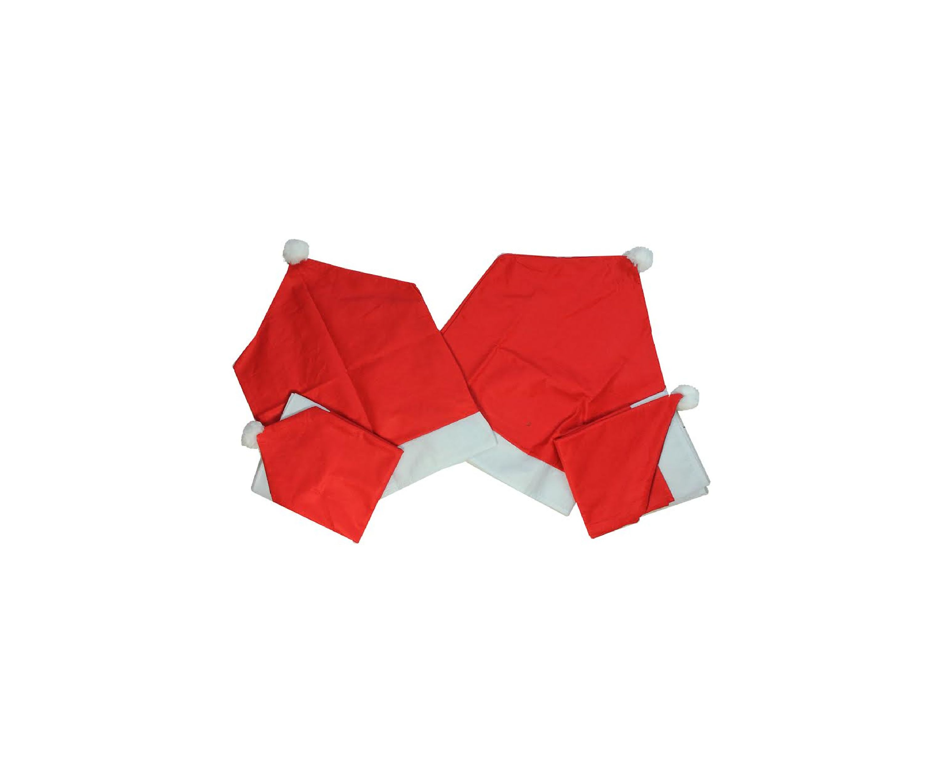 Set of 4 Red Santa Hat Christmas Chair Covers with Cuff and Pom-Pom 23.5Inch