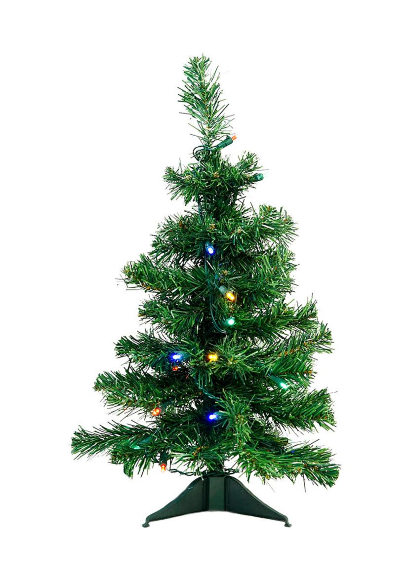 2 Pre-Lit Medium Mixed Classic Pine Artificial Christmas Tree - Multicolor LED Lights