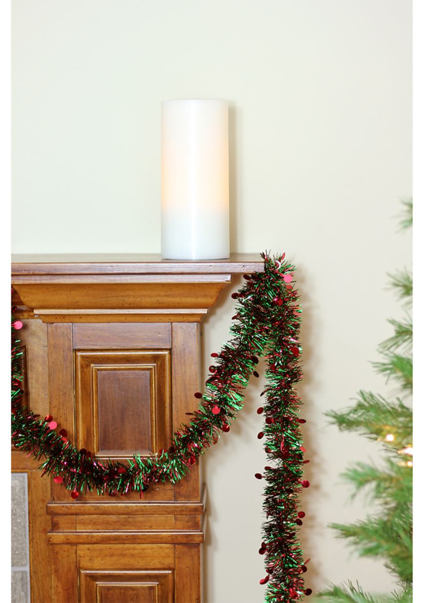 50 x 2.5Inch Shiny Red and Green Tinsel Artificial Christmas Garland - Unlit