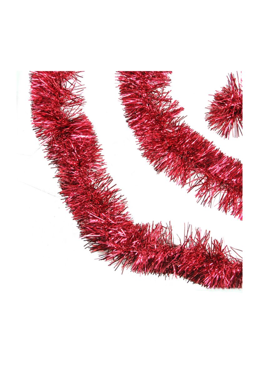 50 Traditional Shiny Red 6 Ply Christmas Foil Tinsel Garland - Unlit