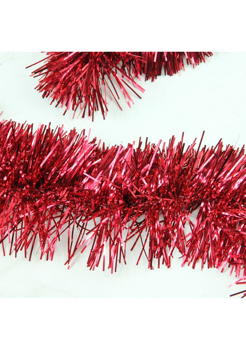 50 Traditional Shiny Red 6 Ply Christmas Foil Tinsel Garland - Unlit