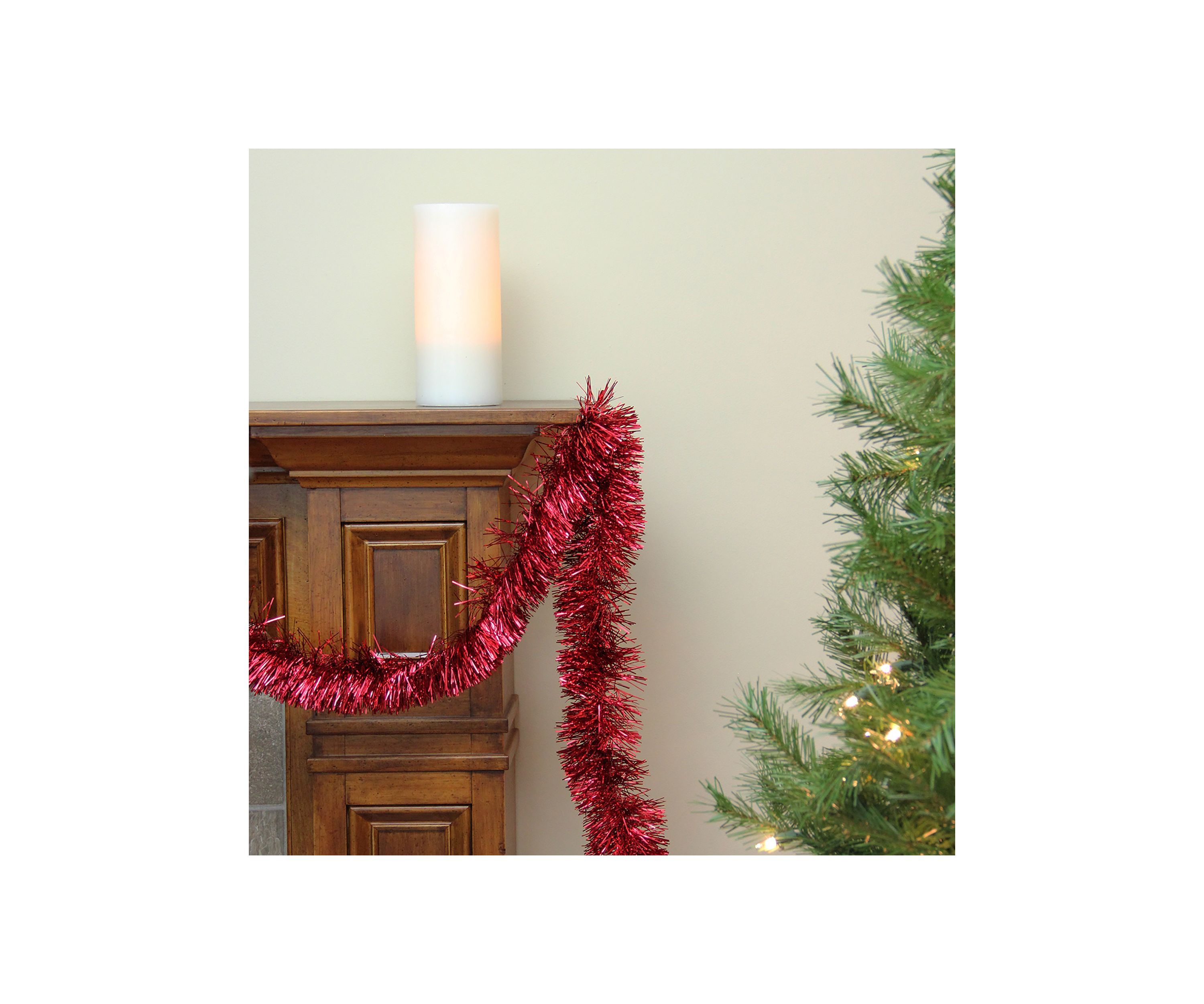 50 Traditional Shiny Red 6 Ply Christmas Foil Tinsel Garland - Unlit