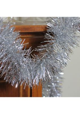 50' Traditional Shiny Silver 6 Ply Christmas Foil Tinsel Garland - Unlit