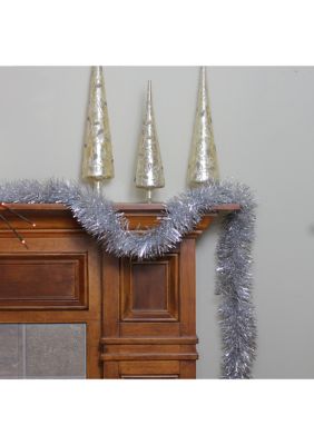 50' Traditional Shiny Silver 6 Ply Christmas Foil Tinsel Garland - Unlit