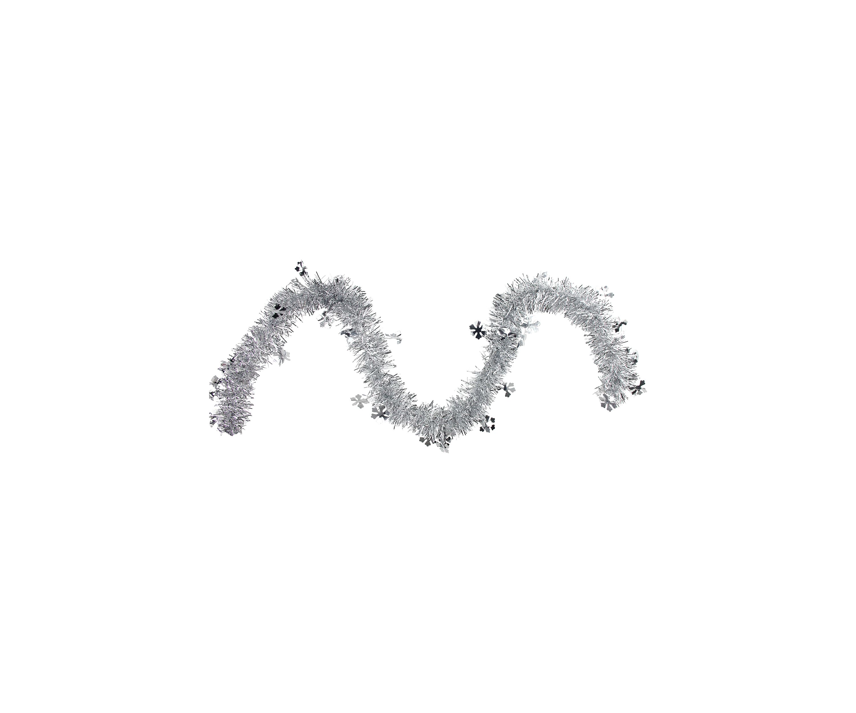 50Inch x 2.75 Silver Snowflakes Tinsel Artificial Christmas Garland - Unlit