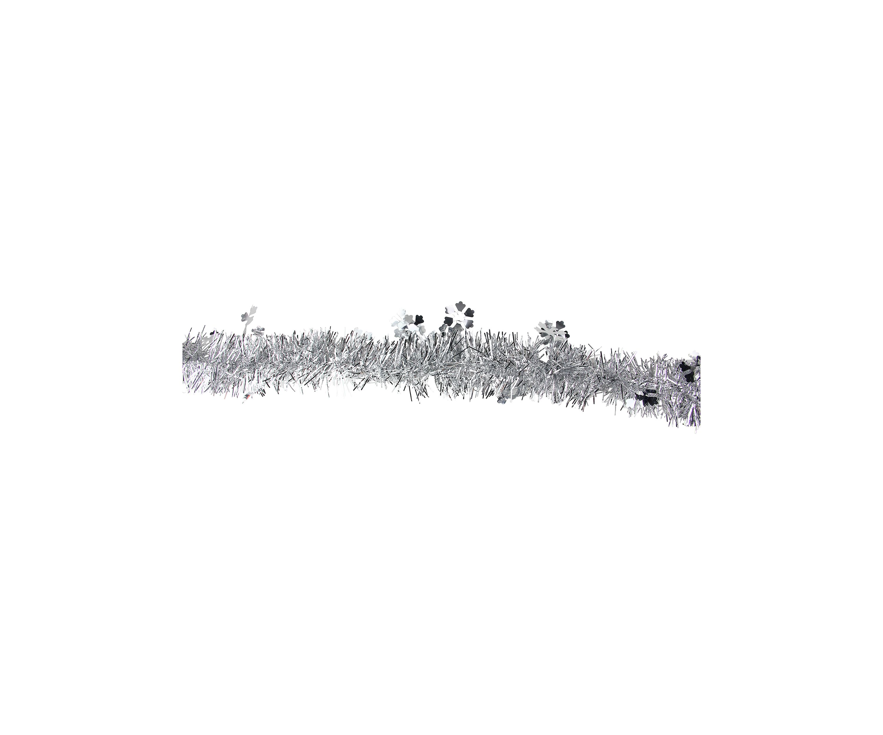 50Inch x 2.75 Silver Snowflakes Tinsel Artificial Christmas Garland - Unlit