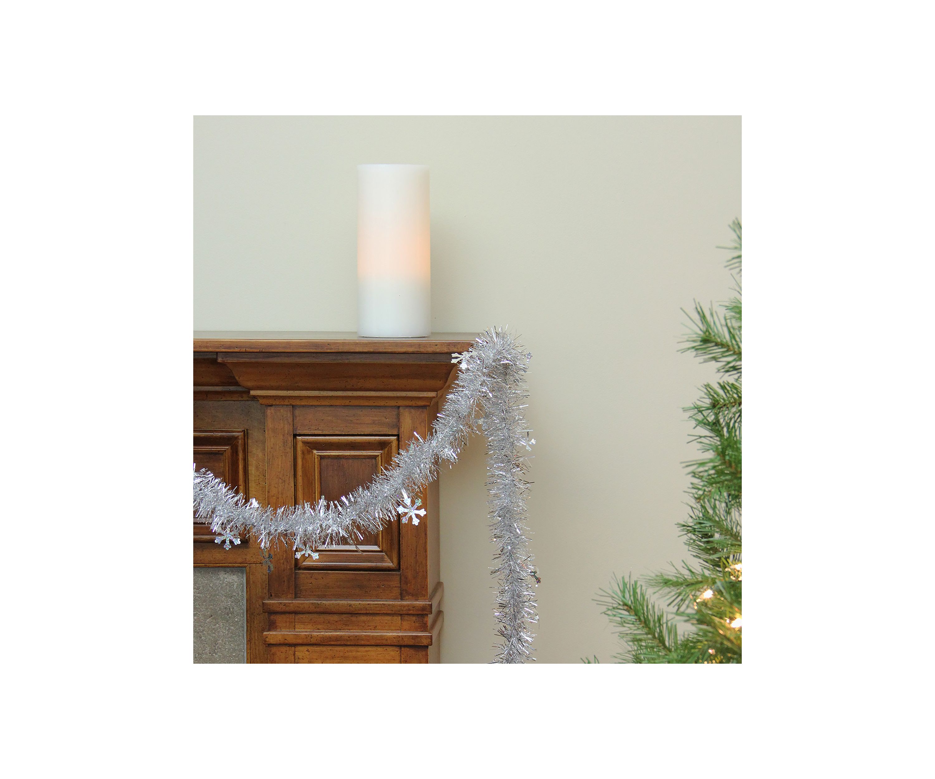 50Inch x 2.75 Silver Snowflakes Tinsel Artificial Christmas Garland - Unlit