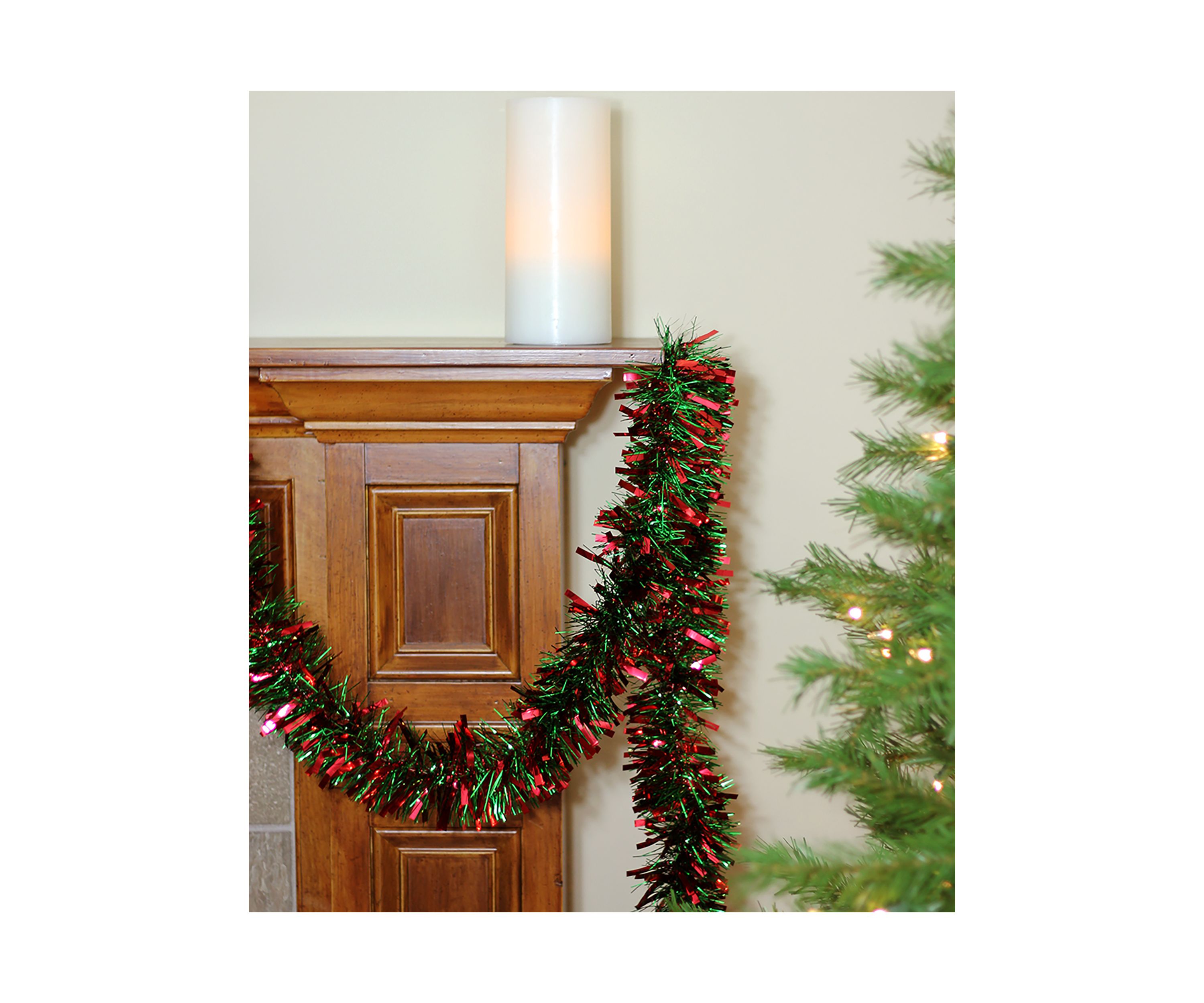 50 x 3Inch Red and Green Wide Cut 6-Ply Artificial Christmas Garland - Unlit