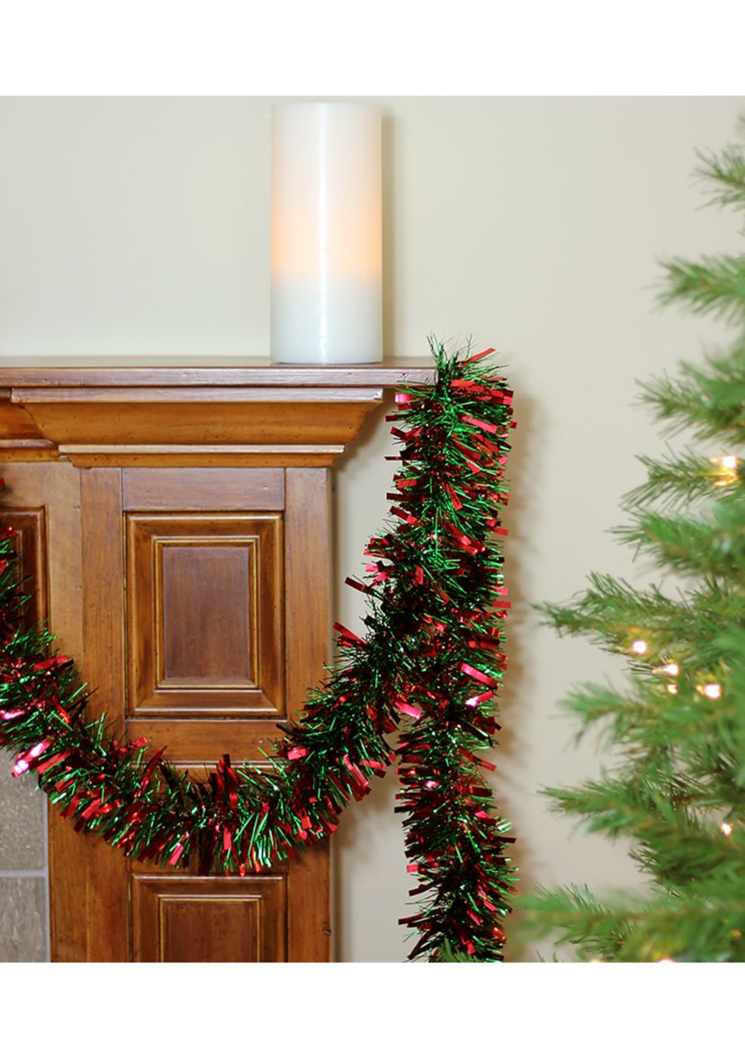 50 x 3Inch Red and Green Wide Cut 6-Ply Artificial Christmas Garland - Unlit